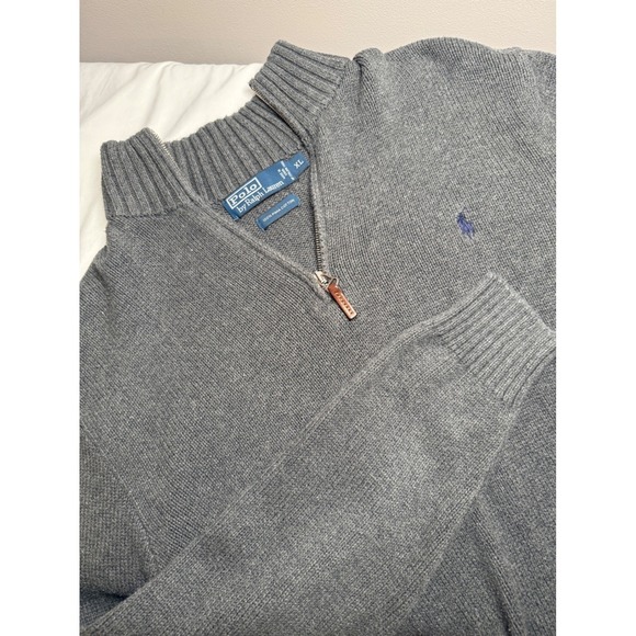Polo Ralph Lauren Mens XL 1/4 Zip Pima Cotton Pullover Sweater Gray - Picture 1 of 7